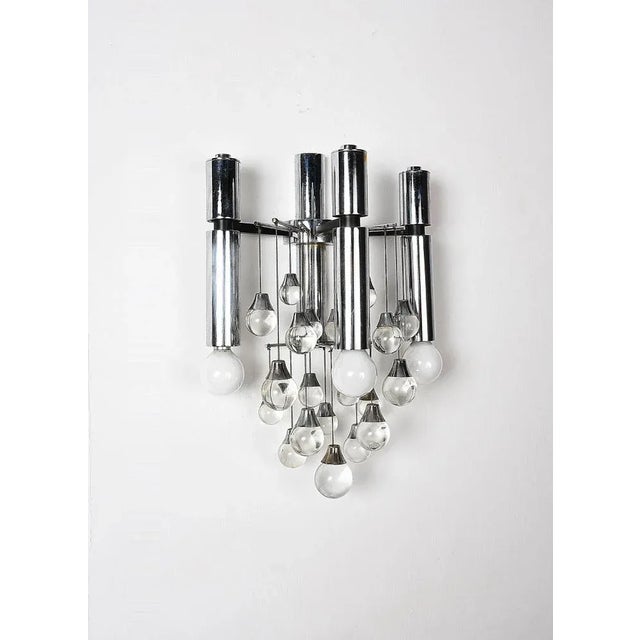 Italian Chrome and Glass Sconces by Sciolari, 1960s, Set of 2 For Sale - Image 3 of 18