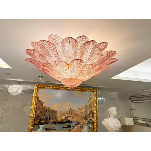 Pink Amethyst Murano Glass Leaves Ceiling Light, 1990s For Sale - Image 3 of 18