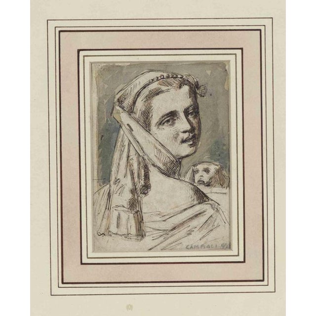 Massimo Campigli, Fanciulla con il Cane, Watercolor, 1928 For Sale - Image 4 of 4