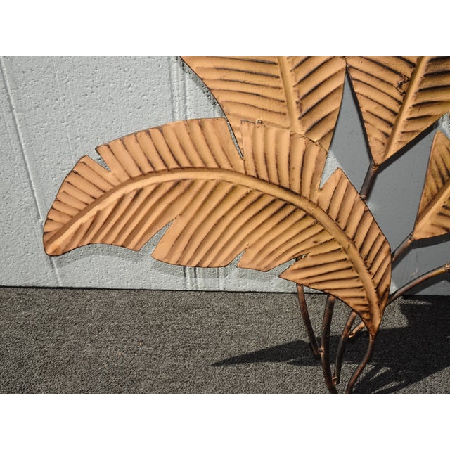 Picture 35" Tall Brown Metal Leaf Clutter Palm Art Wall Decor For Sale - Image 12 of 16