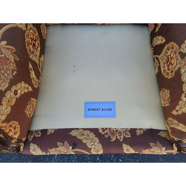 Pair of Silk Bergere Armchairs by Robert Allen For Sale - Image 11 of 12