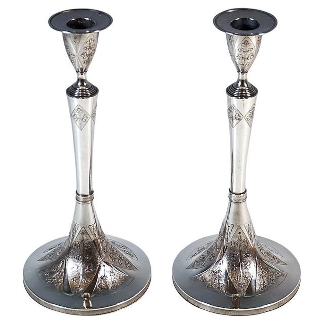 Silver Empire Silver Candleholders with Floral Decor by Johann Gutmann, Vienna, Austria, 1804, Set of 2 For Sale - Image 8 of 8