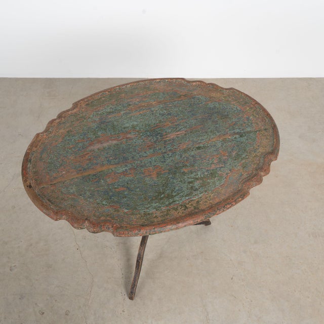 Rococo Late 18th Century Swedish Original Painted Pedestal Side Table For Sale - Image 3 of 17