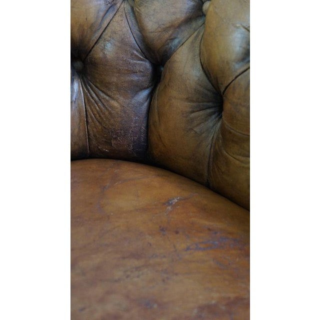 Antique Chesterfield Club Chair in Sheepskin For Sale - Image 13 of 15