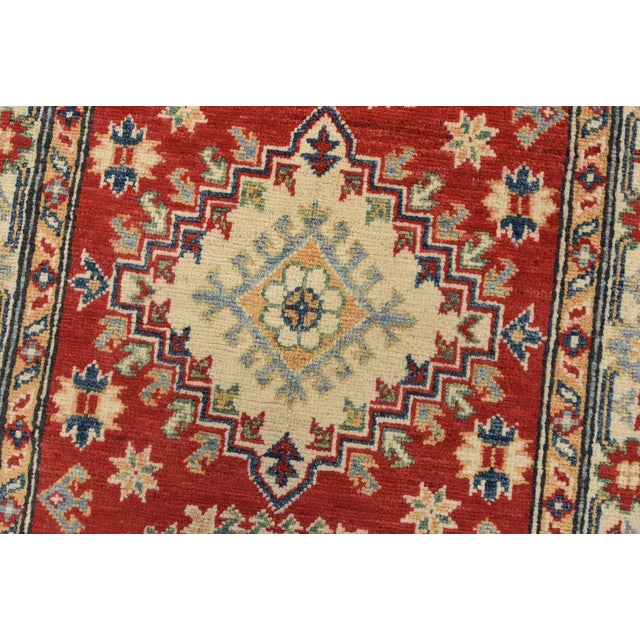 Textile Kazak Runner 2’6” X 6’7” Red Wool Tribal Hand-Knotted Oriental Rug For Sale - Image 7 of 12