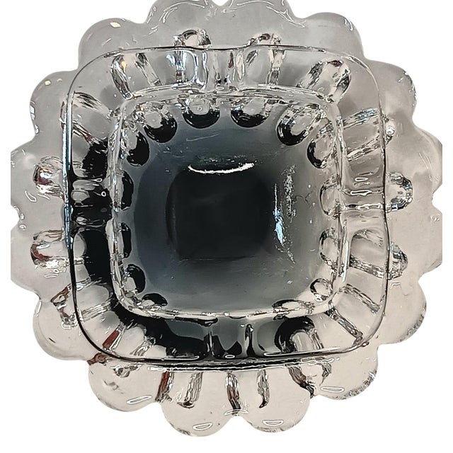 Gray Smoked Glass Squsre Ashtray With Scallops Bubbles UniqueTrinket Dish Catchall For Sale - Image 8 of 12