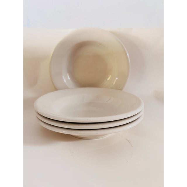 Mid-Century Modern Vintage Mid-Century Modern Buffalo China White Soups Bowls - Set of 4 For Sale - Image 3 of 4