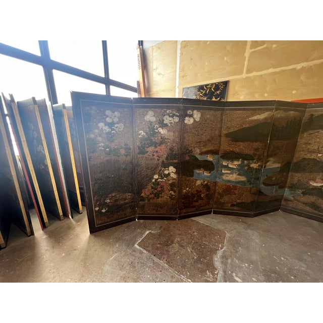 This is an early Kano School Japanese screen. The hinges have been restored and and other minor restorations have been...