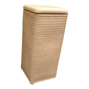 Vintage Lamont Slim Apartment Hamper Wicker-Style Vinyl Padded Top With Hinged Lid