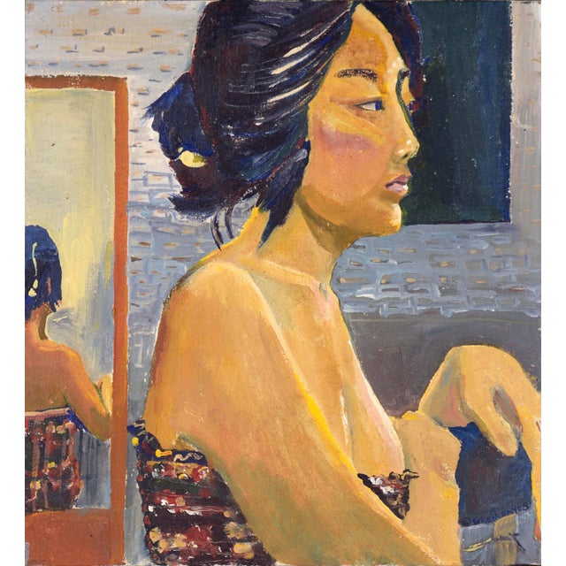 "American Geisha" - Figurative Portrait in Oil on Linen Modern portrait of a woman by American painter, Patricia Gren...