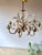 Italian Masca White Tole and Gilt Metal 8-Light Chandelier, 1970s For Sale - Image 4 of 18