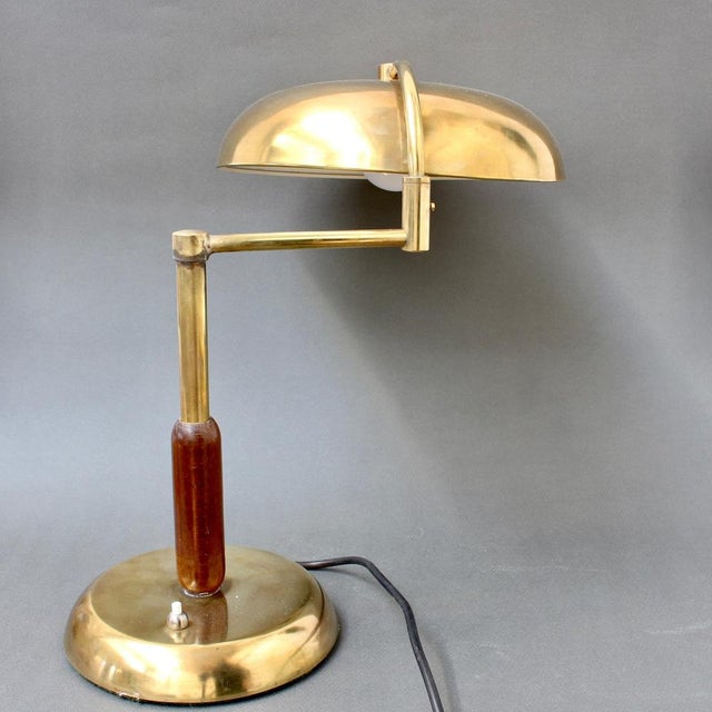Mid-Century Italian Brass Table Lamp with Swivel Arm, 1950s For Sale - Image 4 of 14