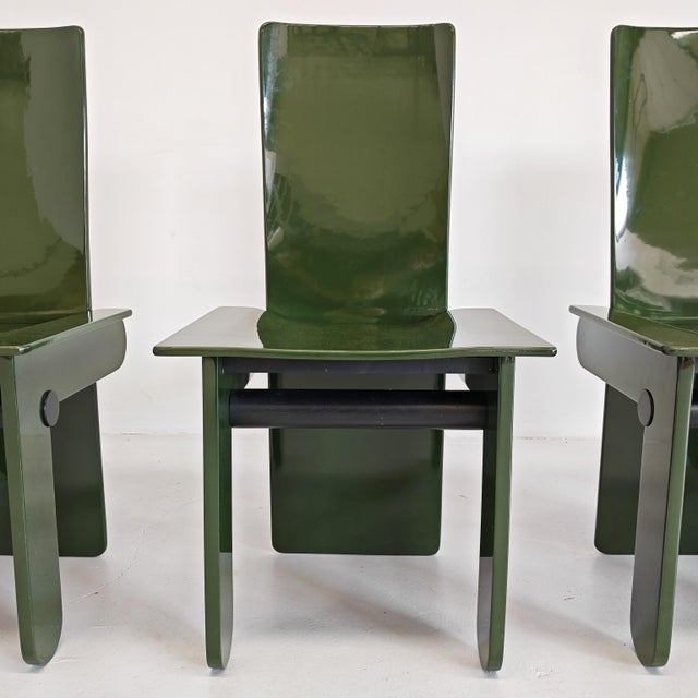 Vintage English Green Lacquered Chairs by Carlo Scarpa for Gavina, 1970s, Set of 4 For Sale - Image 12 of 18