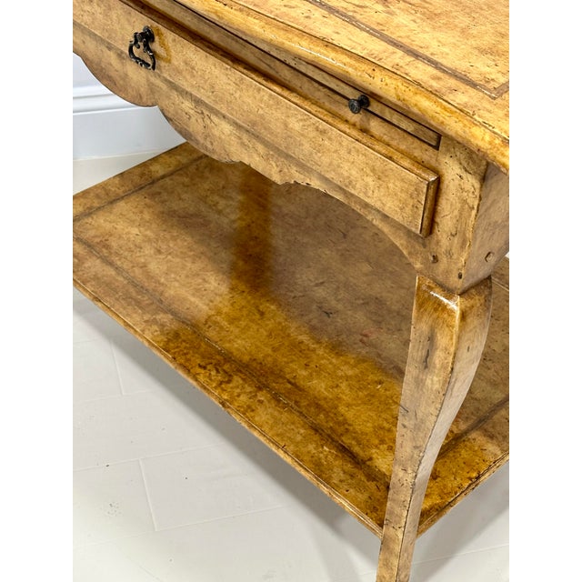 Minton-Spidell Regency Style Faux Burl Console Table With Pull-Out Shelf, Drawer & Lower Tier For Sale - Image 9 of 12