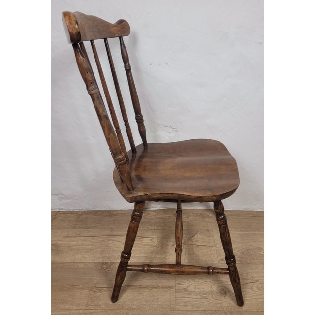 Vintage English Elm Spindle Back Kitchen Chair, 1970 For Sale - Image 11 of 15