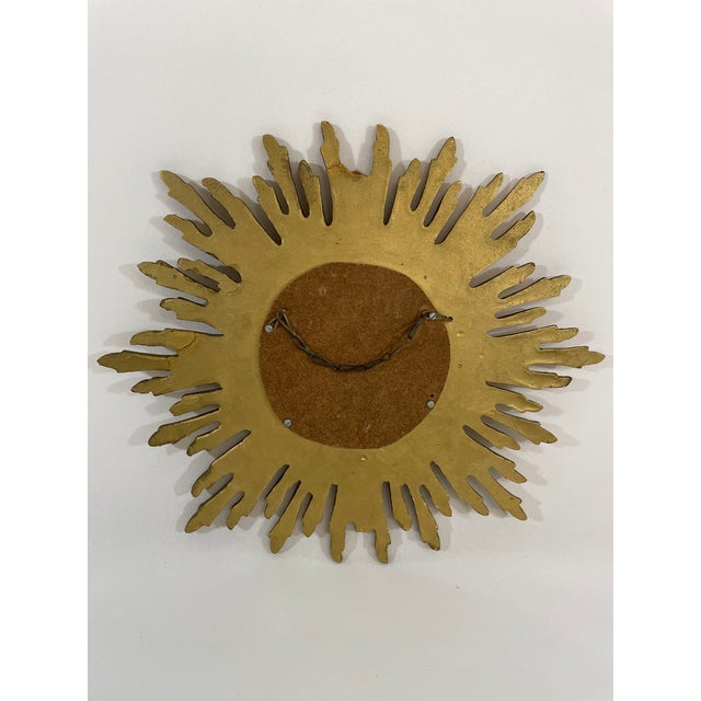 Vintage 1970s French Gilded 13.5" Sunburst Wall Mirror For Sale - Image 10 of 18