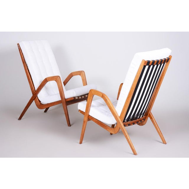 1950s Set of Mid-Century Armchairs in Oak attributed to Jan Vanek, Czech, 1950s For Sale - Image 5 of 18