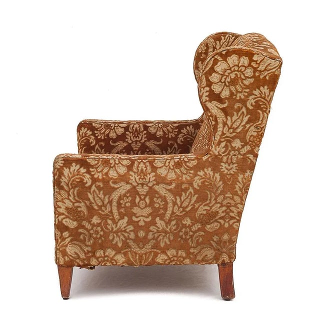 Silk Velvet Lounge Chair, 1900s For Sale - Image 9 of 12