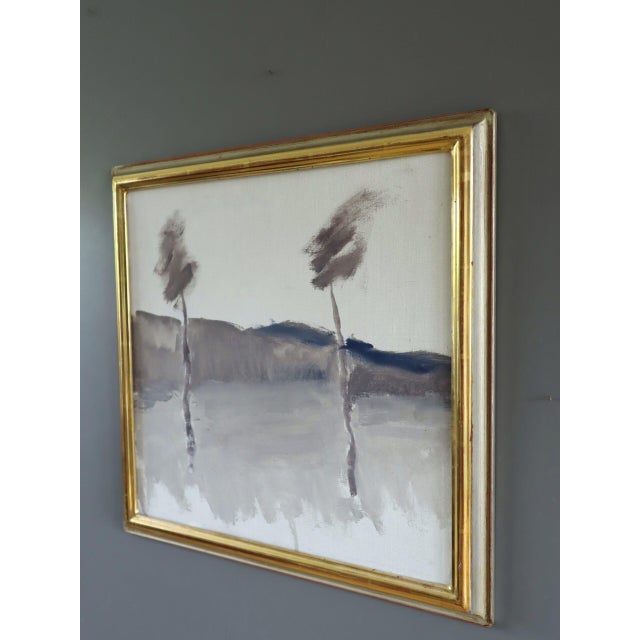 Mid 20th Century Mid-Century Modern 'The Quiet Whisper of Trees' Swedish Minimalist Abstract Landscape Oil Painting, Framed For Sale - Image 5 of 10