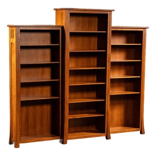 Vintage Custom Quartersawn Oak Library Bookcase Set by Weaver For Sale