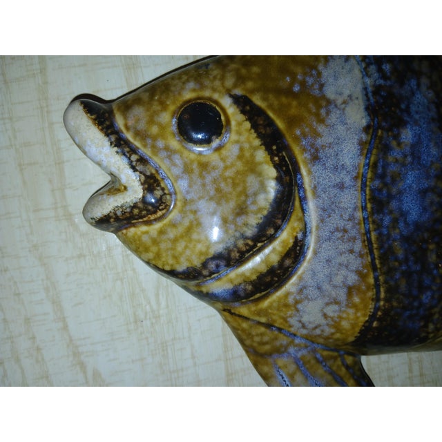 French Vintage 70s Vallauris French Majolica Ceramic Fish Wall Art For Sale - Image 3 of 7