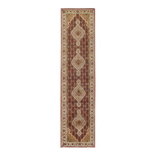 2020s Fine Hand Knotted Silk & Wool Tabriz Runner For Sale