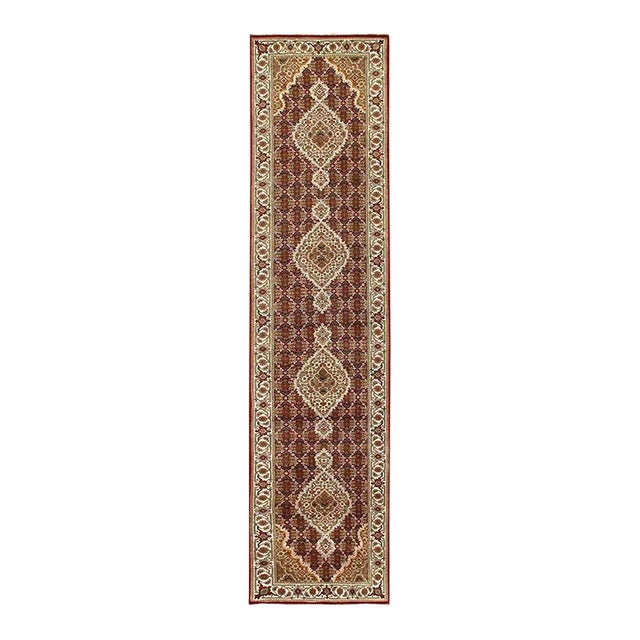 2020s Fine Hand Knotted Silk & Wool Tabriz Runner For Sale