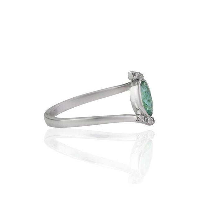 Not Yet Made - Made To Order Certified Solitaire Zambian Emerald & Diamond Ring in 925 Sterling Silver, Size 8 For Sale - Image 5 of 11