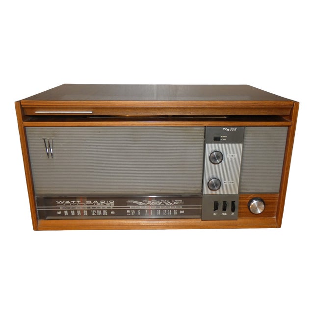 Model WR 718 Turntable Radio in Wood and Bakelite from Watt Radio, Italy, 1960s For Sale