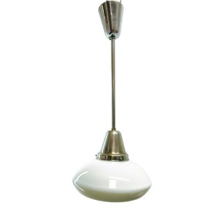 Vintage Hanging Light in White Opal Glass, 1950s For Sale