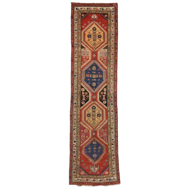 Antique Caucasian Tribal Rug Runner - 3′1 × 11′8 For Sale