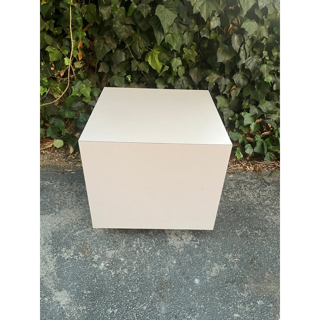 Vintage Blush Pink Postmodern "Cube" Accent Table For Sale - Image 4 of 6