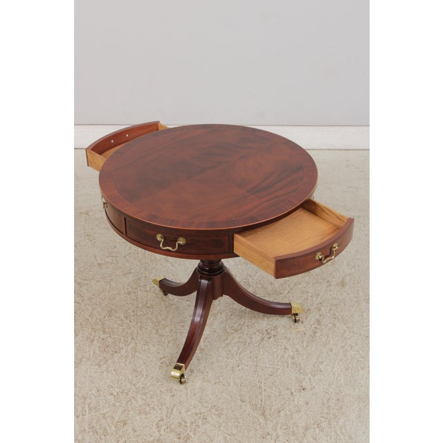 Wood Baker Round Mahogany Pedestal Drum Table For Sale - Image 7 of 16