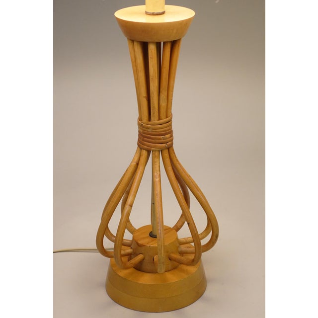 Atomic Modern Franco Albini Attributed Rattan Pineapple Ribbed Table Lamp 1950s Italian For Sale In Los Angeles - Image 6 of 10