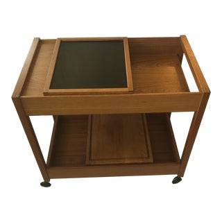 1960s Danish MCM Teak Bar Cart For Sale