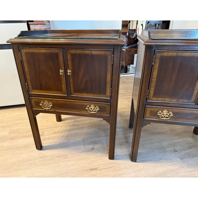 1990s Drexel Nightstands a Pair Crossbanded Mahogany With Inlay For Sale - Image 10 of 10