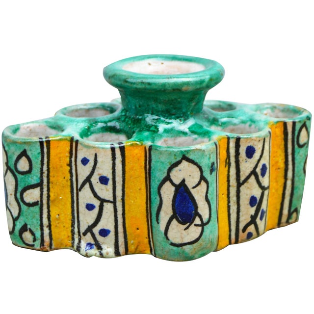 Early 20th Century Motif Moorish Ceramic Inkwell For Sale - Image 4 of 9