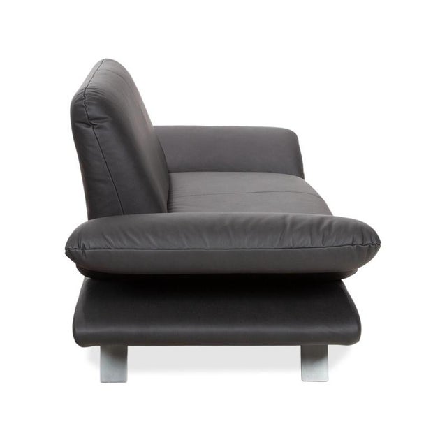 Gavin 117 Leather Two-Seater Rossini Sofa in Black Anthracite with Manual Function from Koinor For Sale - Image 10 of 13