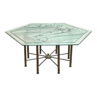 Vintage Brass and Murano Glass Dining Table For Sale