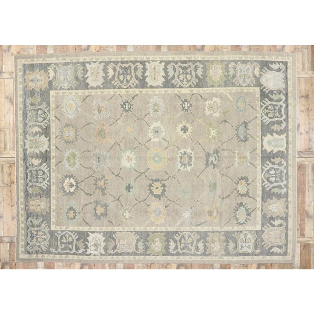 Light Gray Turkish Oushak Rug - 10'07 X 14'01 For Sale - Image 8 of 10