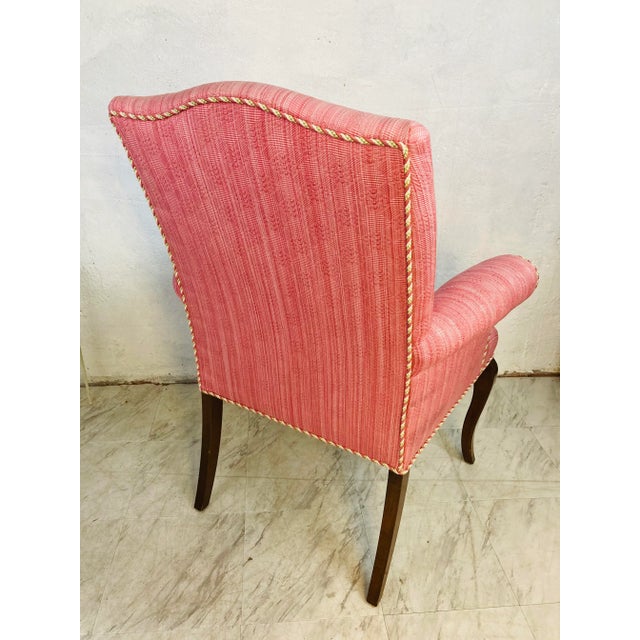 Wood Palm Beach Style Pink and Green Newly Upholstered Chair For Sale - Image 7 of 12