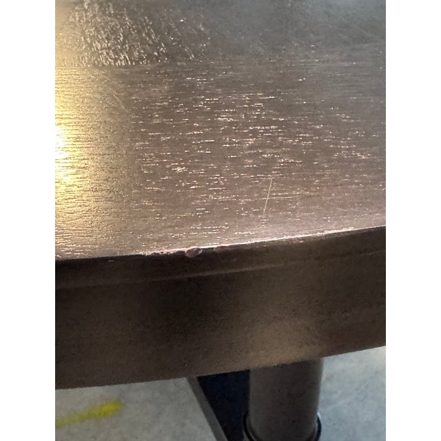 Wood Late 20th Century Christian Liaigre at Holly Hunt 60" Round Dining Table, Ebonized Black Oak, Column Pedestal Base For Sale - Image 7 of 14