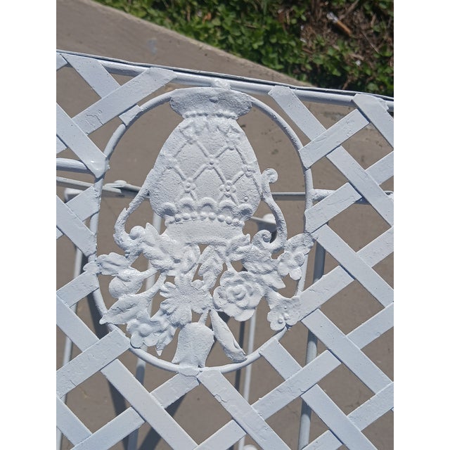 White 1950s Mid Century Wrought Iron Fold Up Table With Flower Vases Pattern For Sale - Image 8 of 8