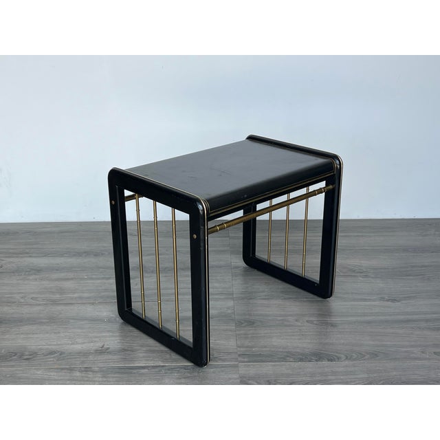 Mastercraft Mastercraft Side Table With Leather Top For Sale - Image 4 of 9