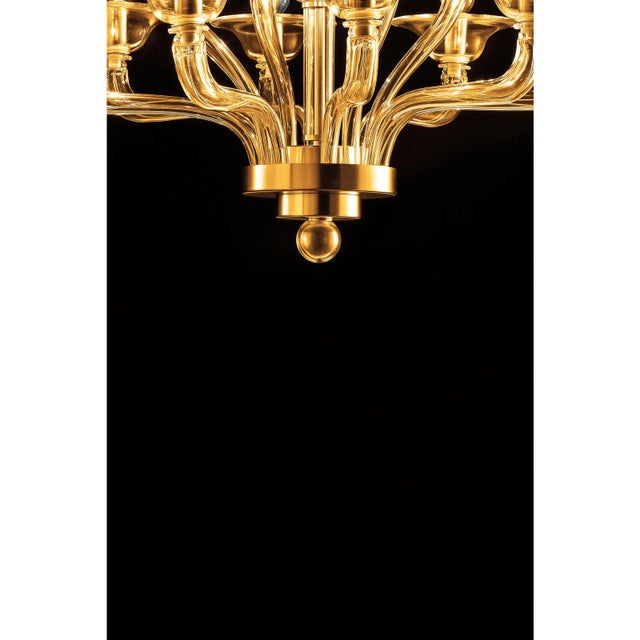 Modern Amber Linear Murano Glass Gold Chandelier in Contemporary Style For Sale - Image 6 of 6
