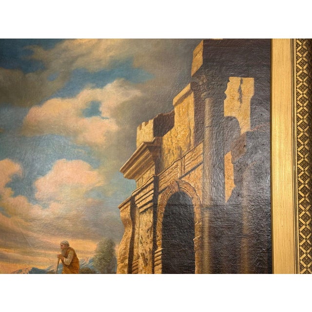 Eugene Califano Allegorical Scene With Classical Ruins Oil on Canvas. 20th C. For Sale - Image 4 of 13