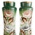 Antique Victorian Art Nouveau Gilded Gold Hand-Painted Flowers Green Glass Vases, 1900s, Set of 2 For Sale - Image 4 of 6