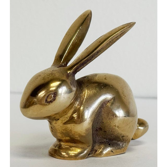 Vintage Brass Rabbit Paper Weight For Sale - Image 4 of 6