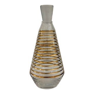 Global Views Modern Gold Banded Glass Decanter For Sale