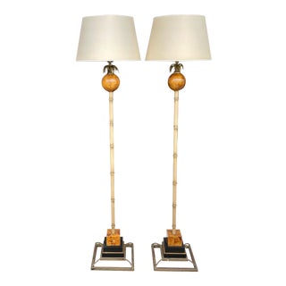 Tropical Colonial Style Floor Lamps by Maitland Smith - a Pair For Sale